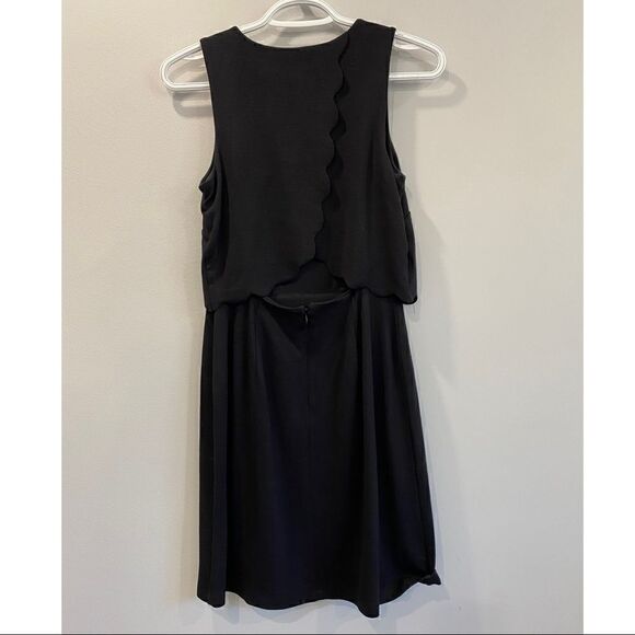 Ann Taylor Loft Petites Scalloped Crop Flounce Illusion Dress in Black - Picture 6 of 9